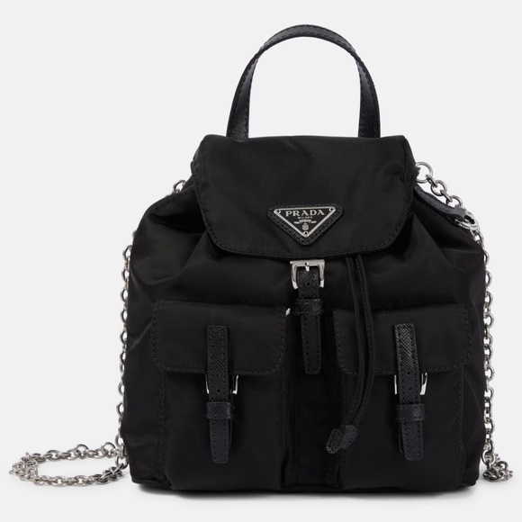 AUTHENTIC ❤️‍🔥 Prada Black Nylon Chain Backpack - Picture 1 of 7